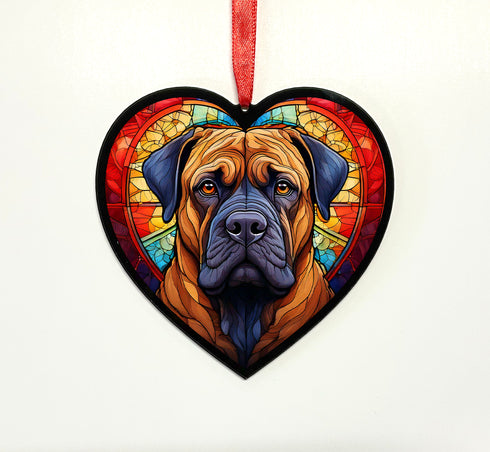 Bullmastiff Stained Glass Effect Heart Suncatcher